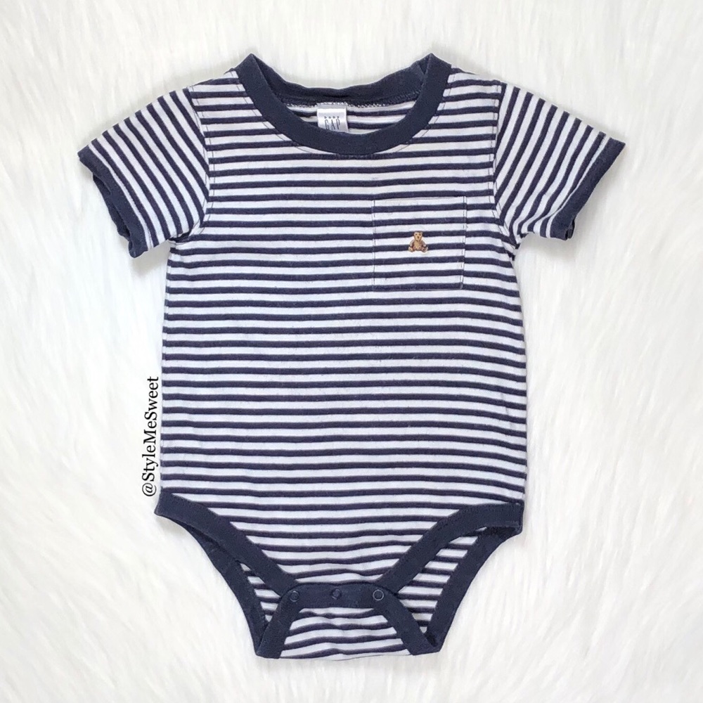 BabyGap navy and white striped bodysuit
